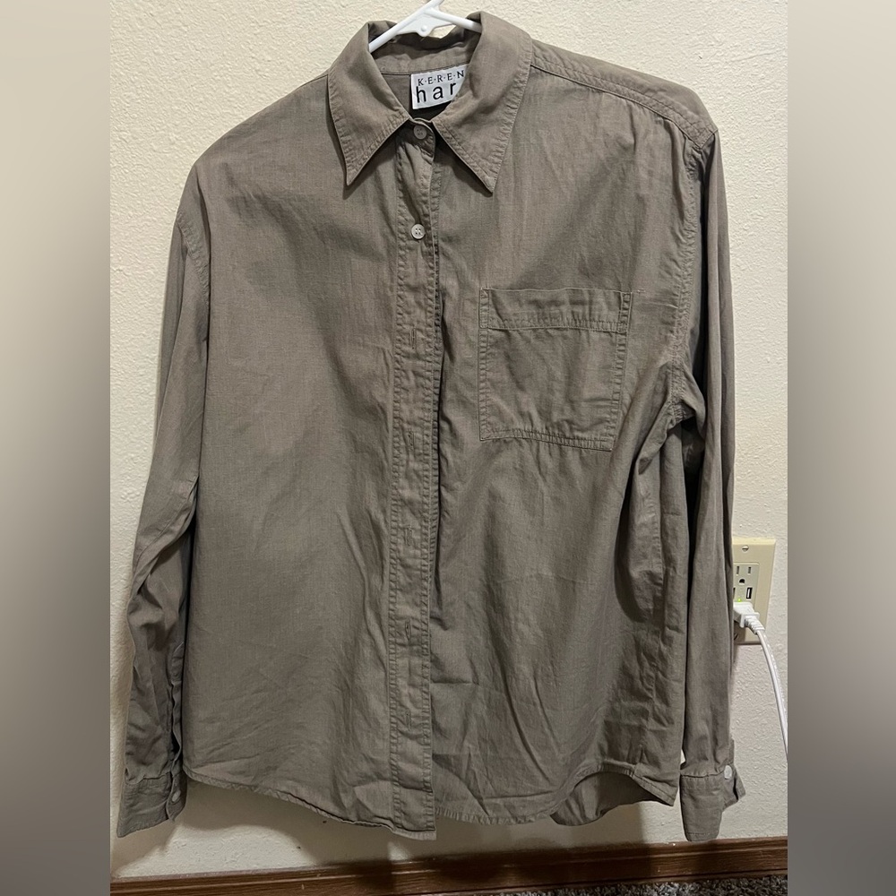 Tan button down shirt